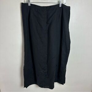 Vintage David Dart 100% Linen Maxi Skirt Women's Size XL Elastic Waist Black